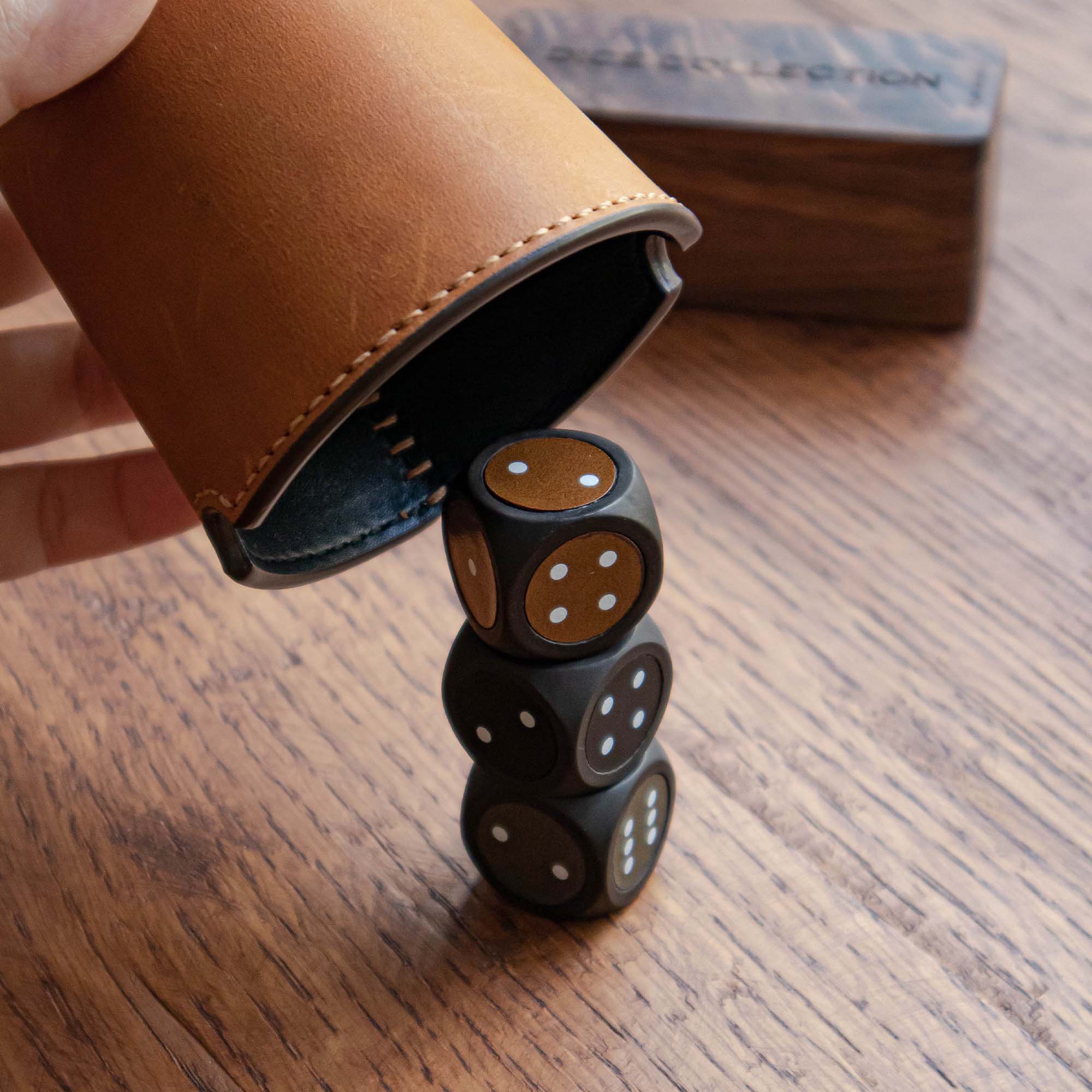 Leather Dice Shaker Cup Set