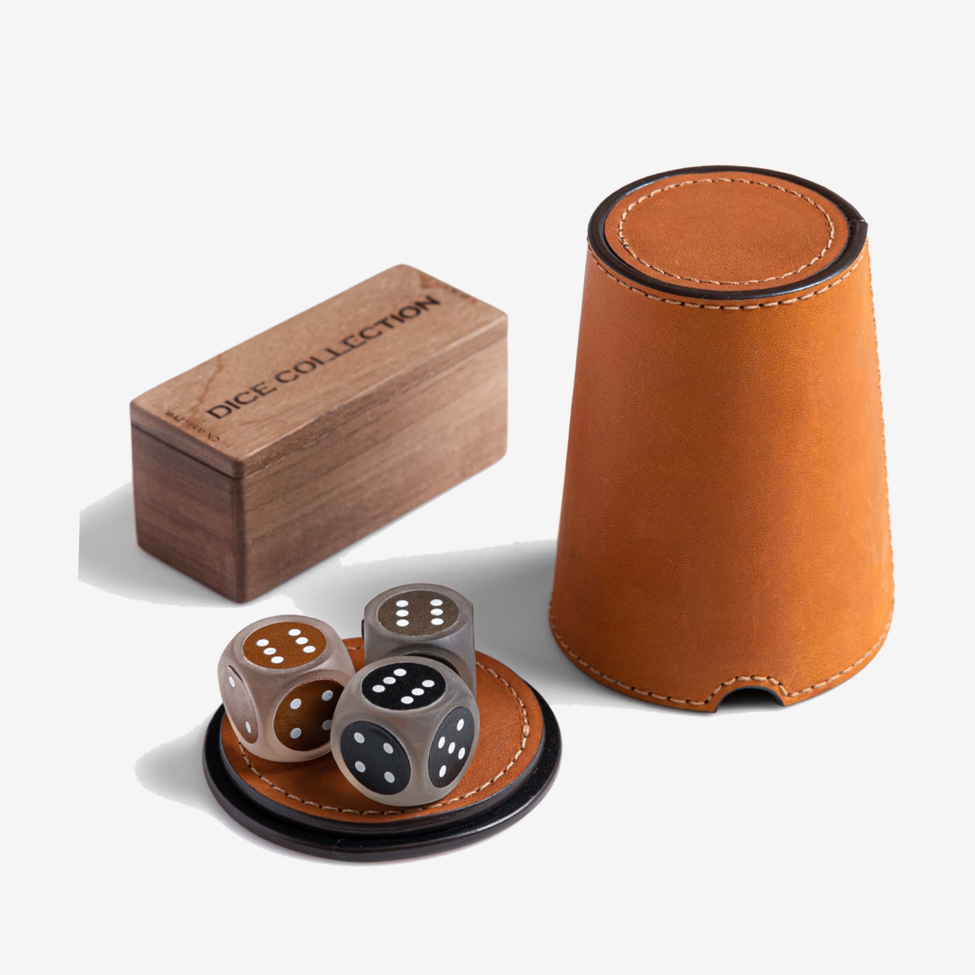 Leather Dice Shaker Cup Set